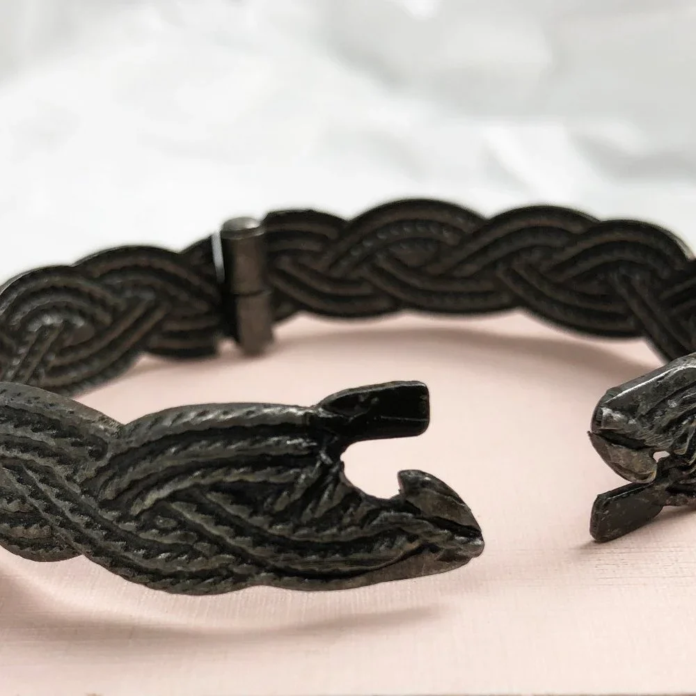 Wide metal rustic bangle, wicker bracelet bangle, stylish jewelry gift